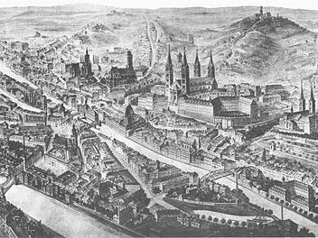 Bamberg aus der Vogelperspektive von 1888 p