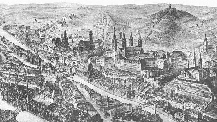 Bamberg aus der Vogelperspektive von 1888 p