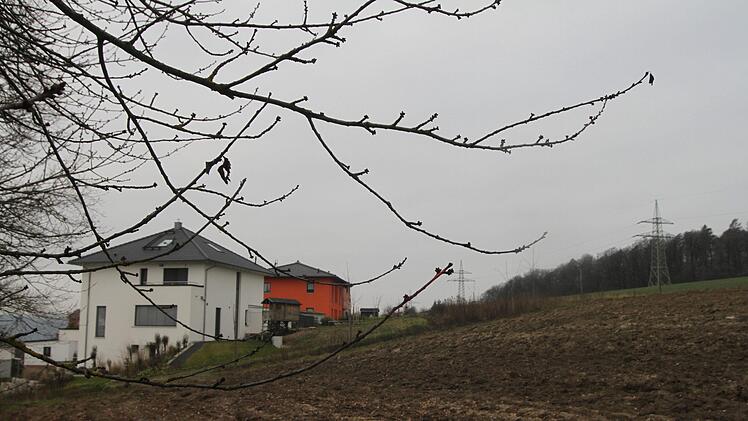 Hier "Am Herrenwald" zwischen der bisherigen Siedlung und der Hochspannungsleitung soll das Baugebiet entstehen.
