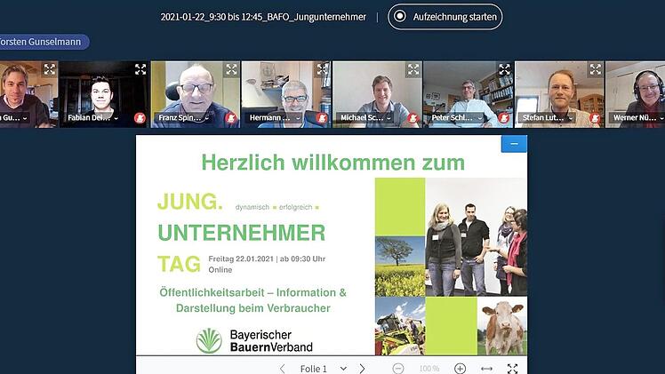 Blick in die Videokonferenz des Bayerischen Bauernverbands