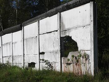Ein Teil der Mauer steht noch bei Görsdorf. Wildbienen nutzen heute die Hohlräume der Betonplatten zum Überwintern. Foto: Matthias Hagen