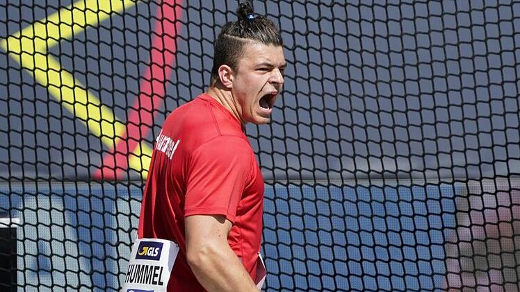 Der Kulmbacher Merlin Hummel ballt die Faust - er ist deutscher Vizemeister im Hammerwurf.  Foto: Wolfgang Birkenstock