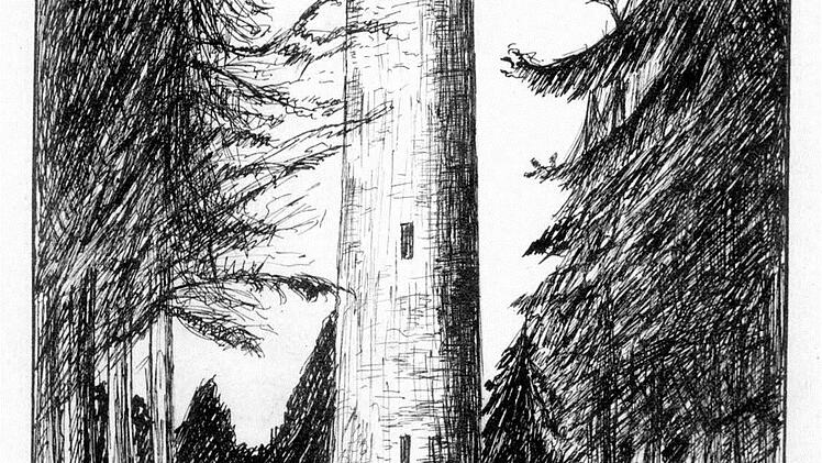 Ludwig Haun (Sohn) zeichnete den Lucas-Cranach-Turm, den sein Vater 1913 gebaut hat.  Fotos: privat