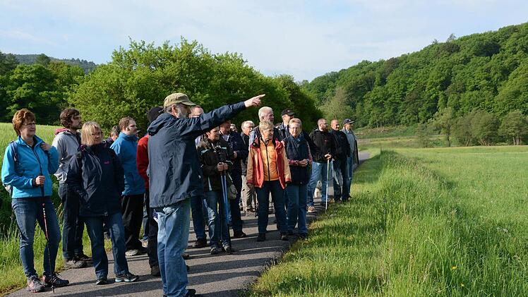 Der Feldgeschworenen-Obmann zeigt den Grenzverlauf an, hier am Löchlein zwischen Morlesau und Diebach. Foto: Elisabeth Assmann