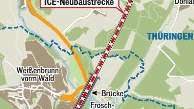 Der Verlauf der Neubaustrecke am Froschgrundsee. Grafik: Klaus Heim