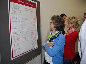 Auf einer Pin-Wand waren die Themen zusammengetragen worden, die jetzt diskutiert werden sollen. Fotos: Günther Straub