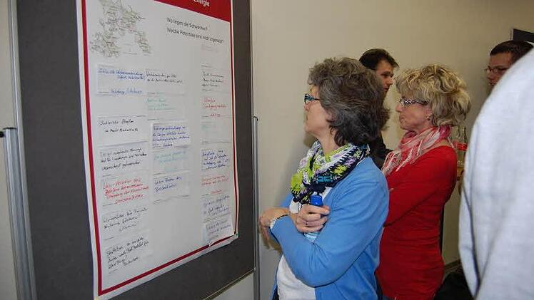 Auf einer Pin-Wand waren die Themen zusammengetragen worden, die jetzt diskutiert werden sollen. Fotos: Günther Straub