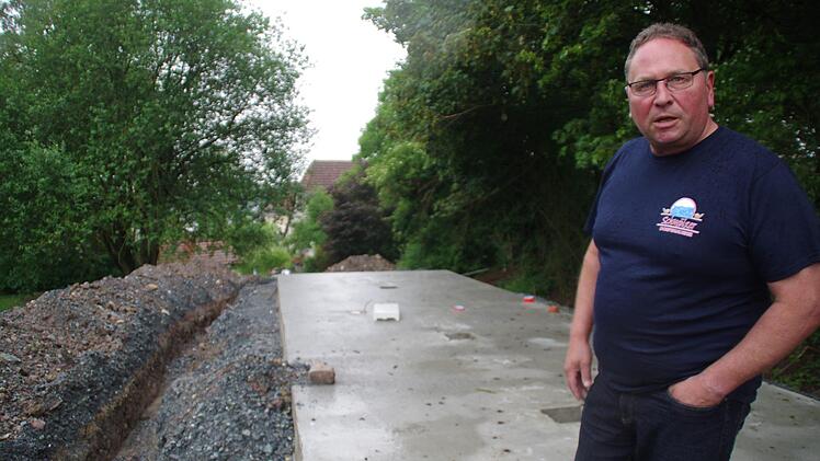 Klaus Förtsch auf der Biergarten-Baustelle. Foto: Marco Meißner