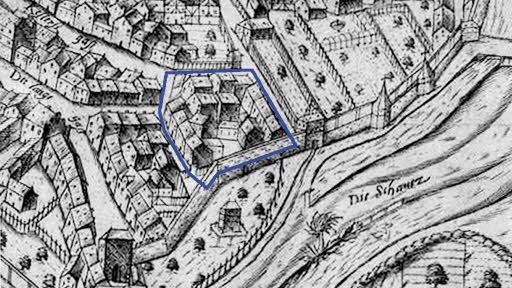 Der Zweidlerplan von 1602 zeigt das Areal des einstigen "Judenhofs".