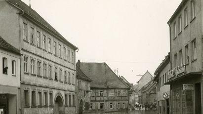 Münnerstadt ohne Hochwasserfreilegung im Jahr 1969. Foto: Stadtarchiv