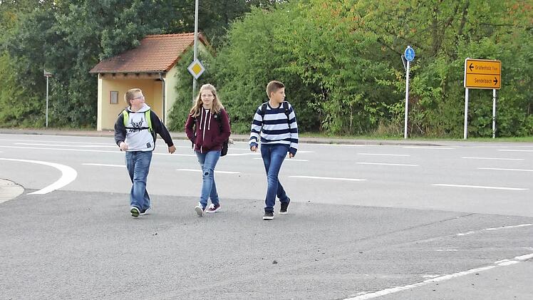 Kann man den Schulkindern aus Gräfenholz ein Überqueren der viel befahrenen Bundesstraße auf dem Heimweg nach dem Unterricht in Ebern zumuten? Eltern aus dem Rentweinsdorfer Ortsteil sehen dies skeptisch, die zuständigen Behördenvertreter aber nicht. Fotos: Ralf Kestel