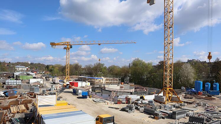 Blick auf die Globe-Baustelle in CoburgFoto: Nathaly Pensel/Angermüller Bau