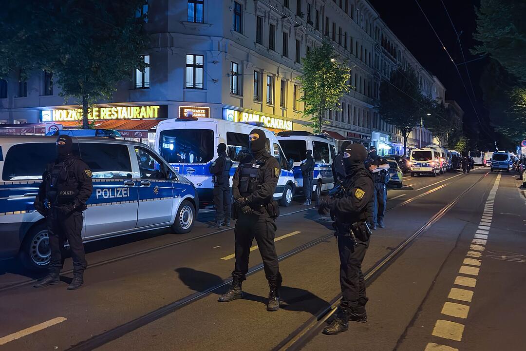 Polizeiliche Ma&szlig;nahme in Leipzig