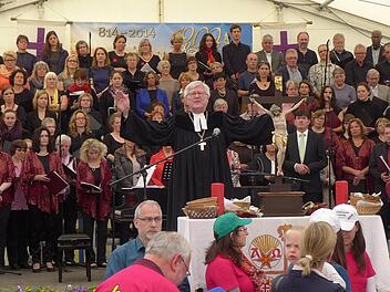 Landesbischof Heinrich Bedford-Strohm hielt die Festpredigt beim Gottesdienst zum Unterfränkischen evangelischen Kirchentag. Foto: Meißner