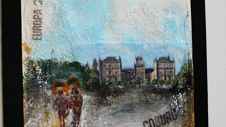 Impressionen von der ersten Auflage der Kunstmesse "Umschlagplatz Coburg" (Abbildung: Atelier Sabine Mannheims: aus der Serie Coburg, Mischtechnik auf Büttenpapier)Foto: Jochen Berger