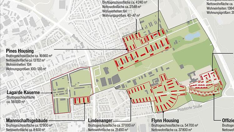 Wie viele Wohnungen befinden sich auf dem ehemaligen US-Gelände? Eine Übersicht der Stadt Bamberg.