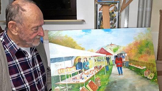 Gerade im Entstehen ist ein Bild vom Kronacher Apfelmarkt. Foto: Glissnik