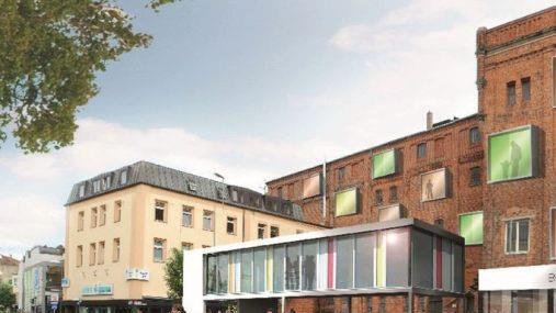 So konnten sich die am Integrierten Stadtentwicklungskonzept (ISEK) für Kulmbach beteiligten Architekten Stephan Häublein und Johannes Müller (Büro H2M) aus Kulmbach sowie Franz Ullrich (plan & werk) aus Bamberg das sanierte Gebäude der alten Mälzerei Müller (vormals Petzbräu) vorstellen.  Visualisierung: ISEK Stadt Kulmbach