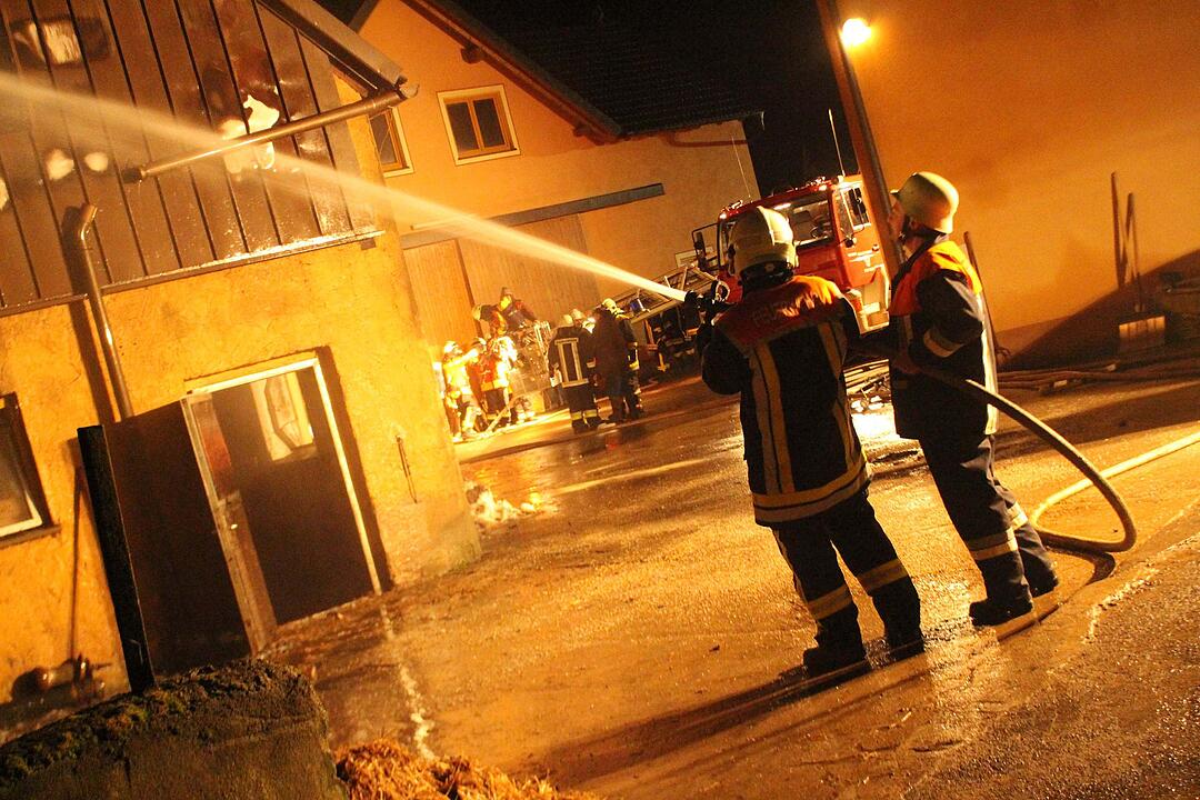 Scheune im Kreis Bayreuth in Flammen: über 100 Tiere vor Flammen gerettet