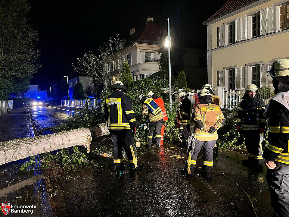 Zahlreiche Einsätze durch Unwetter in Franken: Umgestürzte Bäume fordern Feuerwehr