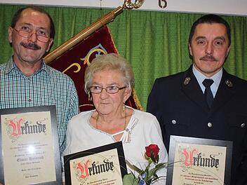 Anerkennung: Elmar Heinrich (40 Jahre), Emilie Rudolf (40 Jahre) und Stefan Schmitt (35 Jahre) erhielten Ehrenurkunden.  Foto: Arnold Noth