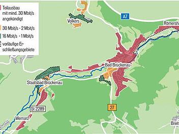 Vier Erschließungsgebiete sollen in Bad Brückenau mit schnellem Internet versorgt werden. Grafik: Dietmar Rothe