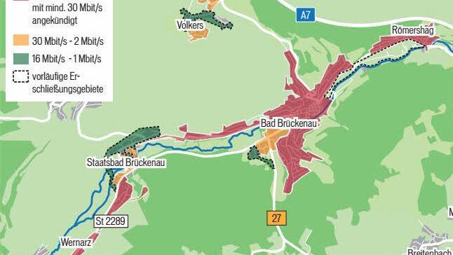 Vier Erschließungsgebiete sollen in Bad Brückenau mit schnellem Internet versorgt werden. Grafik: Dietmar Rothe