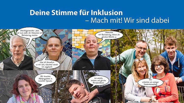 Mit diesem Schaufensteraufsteller wirbt die Lebenshilfe f&uuml;r Inklusion.