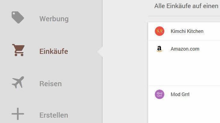 Kategorien wie "Werbung", "Einkäufe" oder "Reisen" sind vordefiniert. Screenshot: pb