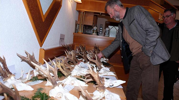 Großes Interesse erzeugten die prämiierten Trophäen.  Foto: Gerd Schaar