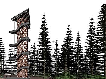 Der neue Turm ist in seinem Aussehen einem Tannenzapfen nachempfunden.