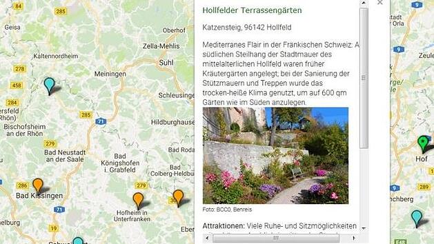 Bei der Karte (siehe Link unten im Text) öffnen sich zu jedem Ausflugspunkt ein Infofenster.