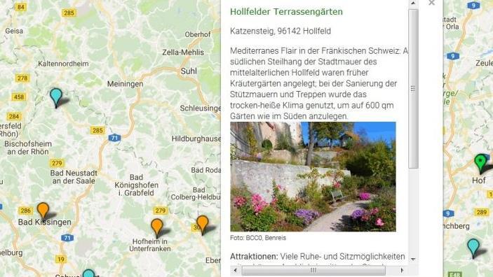 Bei der Karte (siehe Link unten im Text) öffnen sich zu jedem Ausflugspunkt ein Infofenster.