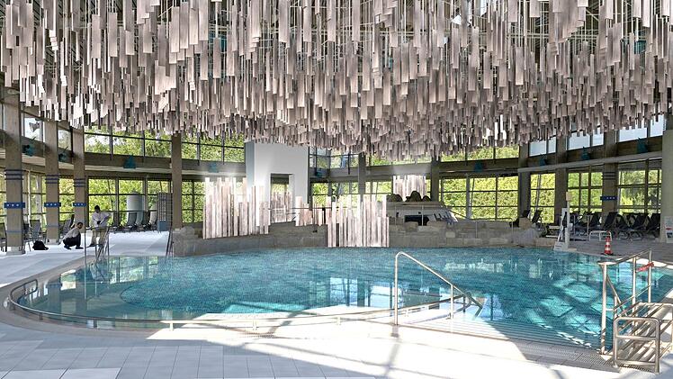 Nach der aufwendigen Modernisierung können die Gäste der Altmühltherme in Treuchtlingen schon bald in der Saunalandschaft direkt an der Altmühl relaxen. Konzeptfoto: Altmühltherme Treuchtlingen