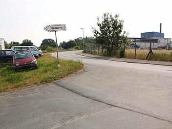 Auf dem Terrain links des Frankenrings möchte die Firma Schramm-Vermögensgesellschaft ein "Feriendorf am Kurpark" errichten, das aus 69 Ferienhäuschen besteht. Das könnte jedoch zu Problemen durch vorhandene Lärmimmissionen führen, unter anderem, weil die Biomasse-Heizanlage (rechts im Bild) wahrscheinlich schallschutztechnisch nachgerüstet werden muss. Foto: Matthias Einwag