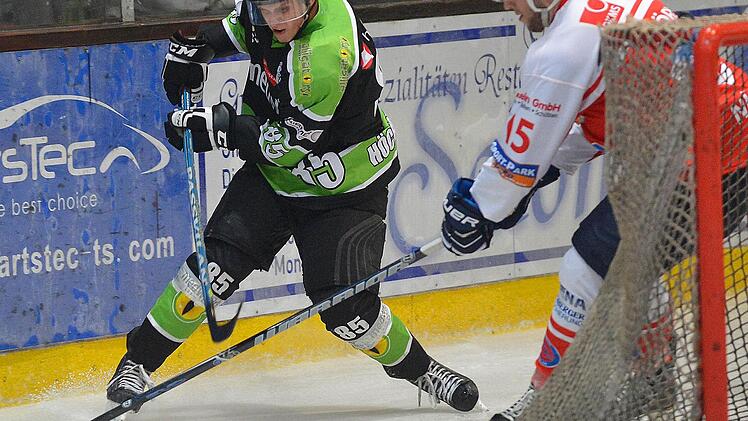Patrik Dzemla (links) steuerte zwei sehenswerte Treffer beim 5:2-Erfolg der Höchstadter Alligators im Derby gegen den EHC 80 Nürnberg bei. Foto: Picturedreams/Archiv