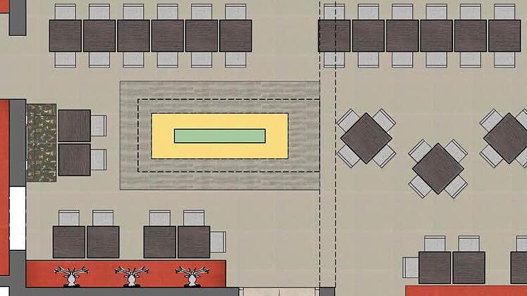 Der Entwurf eines Gastraumes.