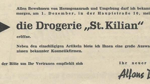 Anzeige zur Eröffnung 1962