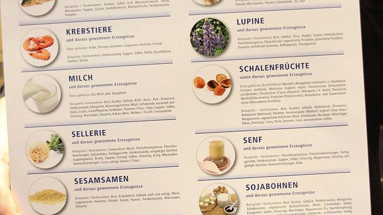 Auf dieser Fibel sind die 14 Allergene aufgelistet.  Foto: Friedwald Schedel