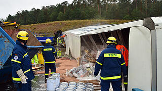 Umgekippter Lkw A3 bei Geiselwind