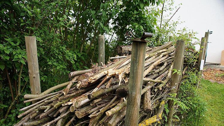 Eine Totholzhecke dient als Unterschlupf für Insekten.Foto: Arkadius Guzy