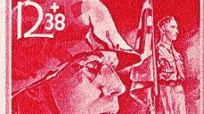 Der SS-Mann - entworfen von Erich Meerwald - ist die letzte Marke der Reichspost im April 1945.