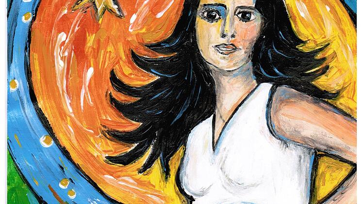Maria: jung, selbstbewusst,  mit wehenden Haar.
