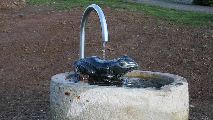 Gerwin Kellermann schuf den Frosch aus schwarzem Basalt. Auch die Krone wurde nicht vergessen. Foto: Gabriele Sell