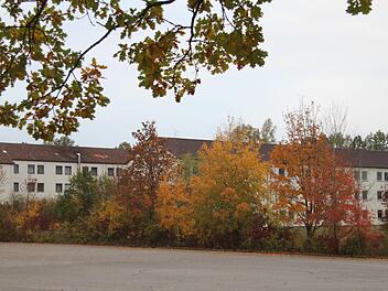 Die "Biomassewärme Ebern GmbH" versorgt den überwiegenden Teil der Gebäude der ehemaligen Kaserne, die hier in herbstlicher Umgebung sichtbar sind. Foto: Günther Geiling