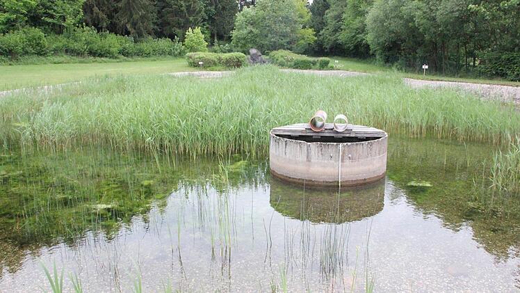 Blick auf das Regenerationsbecken. Dort wird das Badewasser durch Pflanzen gereinigt.  Foto: Friedwald Schedel