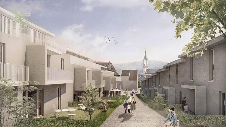 So wie in dieser Fotomontage stellt sich Architekt Tim Gräßel das künftige Wohnen auf dem Frömel-Gelände vor. Grafik: Tim Gräßel