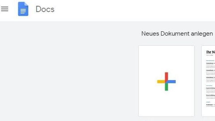 Google Docs: Diese Vorlage finden Jugendliche vor, wenn sie ein Dokument anlegen. Foto: Screenshot/inFranken.de