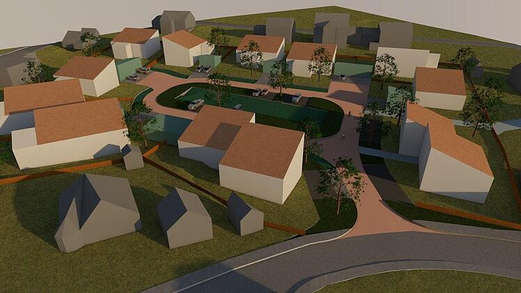 3D Ansicht des neuen Baugebiets Innenbereich Quelle in Oberthulba.  Foto: Markt Oberthulba/Büro Hahn