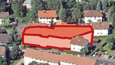 Diese Montage auf der Grundlage eines Luftbildes zeigt die ungefähre Dimension des geplanten Gebäudes. Foto: Archiv/Grafik: Dagmar Klumb